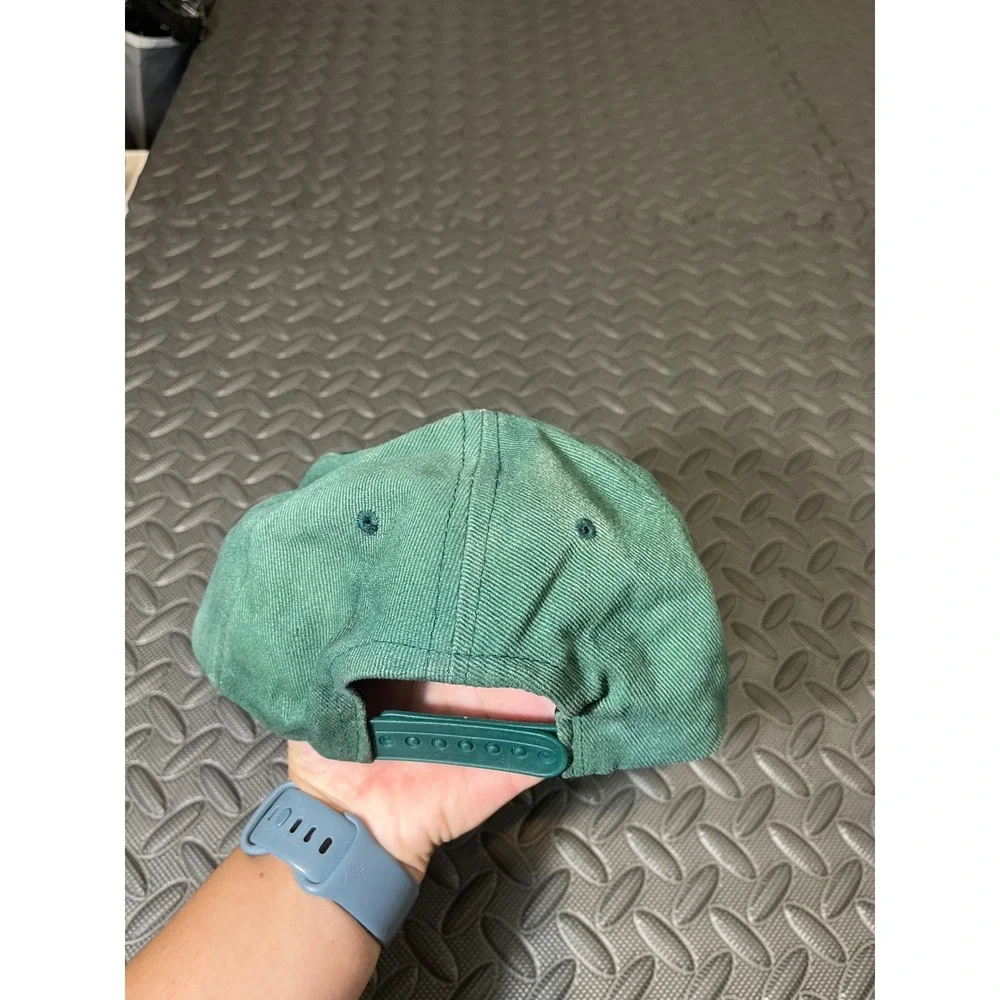 Vintage Jaguar Racing Ball Cap Green Suede Bill Leather Strap Made In USA